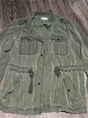 LOFT Olive Green Utility Jacket with Drawstring Waist